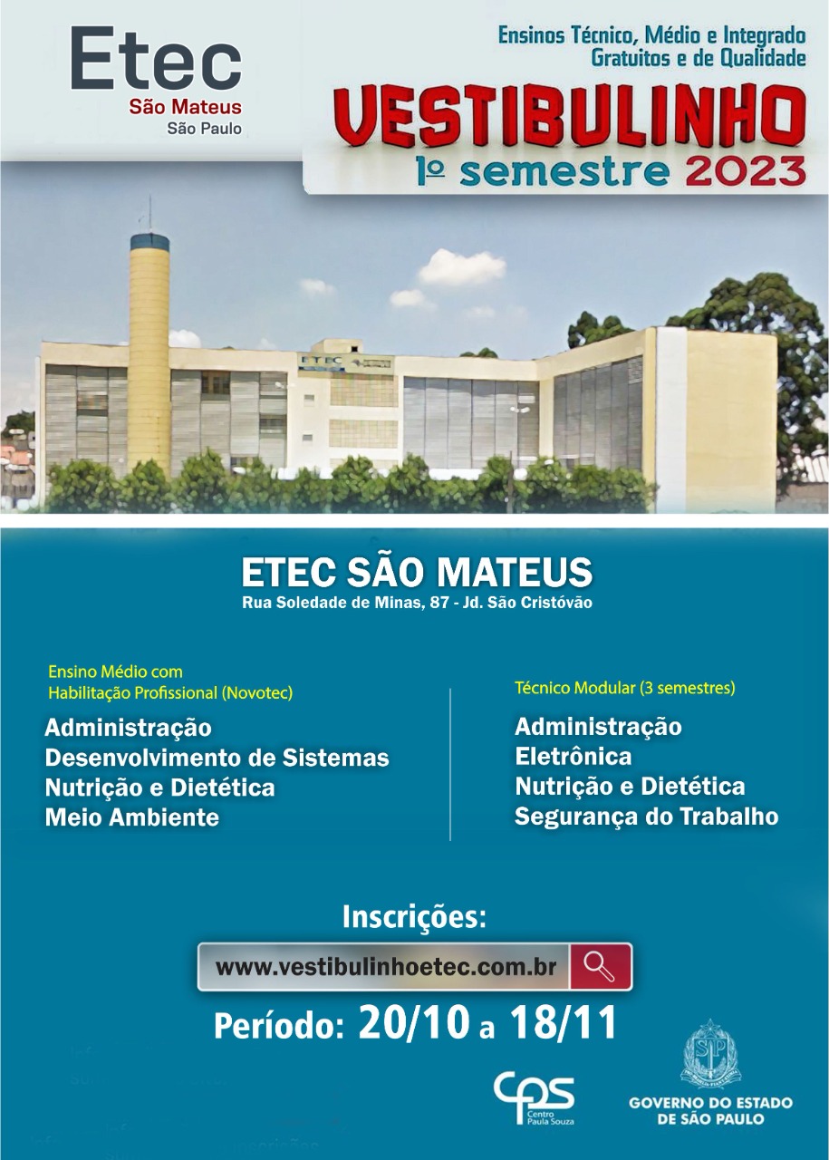 Etec: inscrições do Vestibulinho para cursos técnicos gratuitos